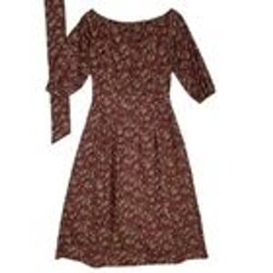 Vanessa Seward Floral Off Shoulder Midi Dress Bohemian Puff‎ Sleeve EU 36 US S